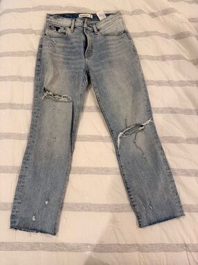 Abercrombie & Fitch Light Blue Distressed Boyfriend Jeans